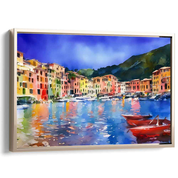 Colorful Ripples Dance: Vibrant Watercolor Reflections Canvas Art Print