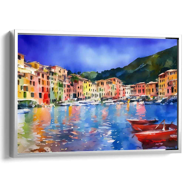 Colorful Ripples Dance: Vibrant Watercolor Reflections Canvas Art Print