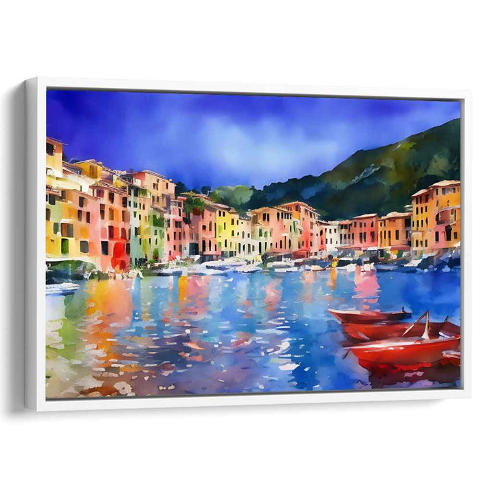 Colorful Ripples Dance: Vibrant Watercolor Reflections Canvas Art Print