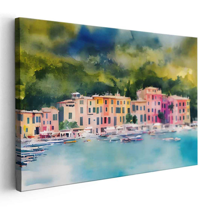 Aqua Dream Essence: Vibrant Watercolor Seascape Canvas Art