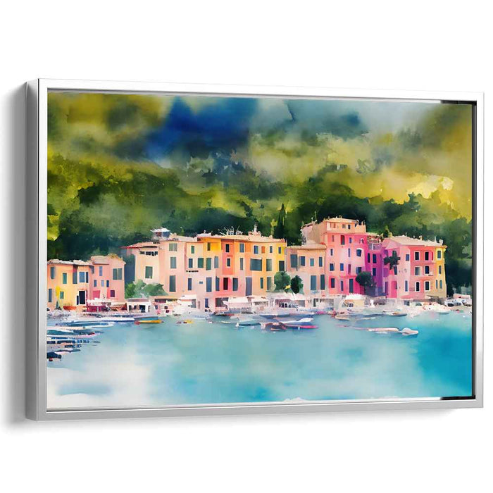 Aqua Dream Essence: Vibrant Watercolor Seascape Canvas Art