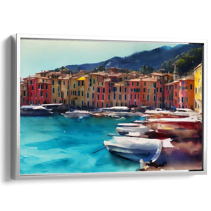 Harbor Symphony Burst: Vibrant Harbor Scene Canvas Art Print