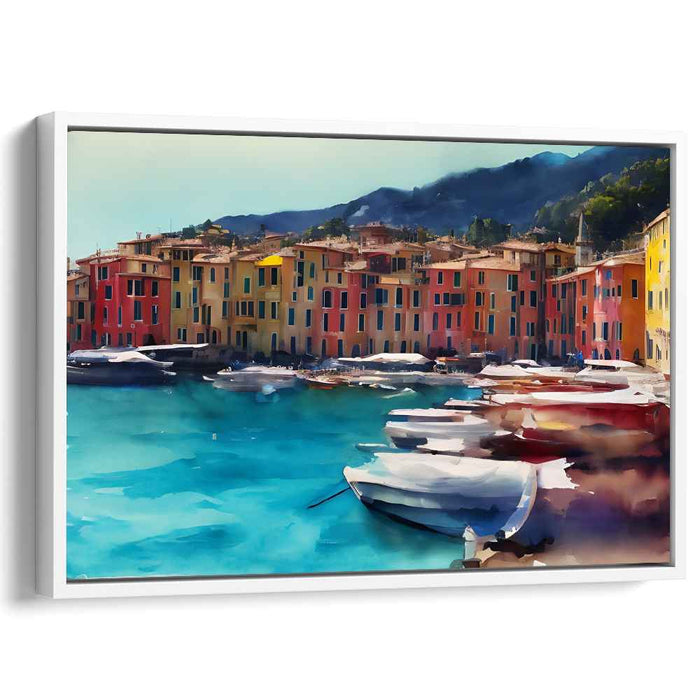 Harbor Symphony Burst: Vibrant Harbor Scene Canvas Art Print