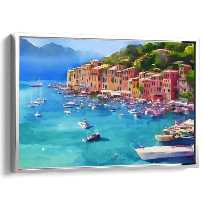 Harbor Reflections at Dusk: Vibrant Harbor Canvas Art Print
