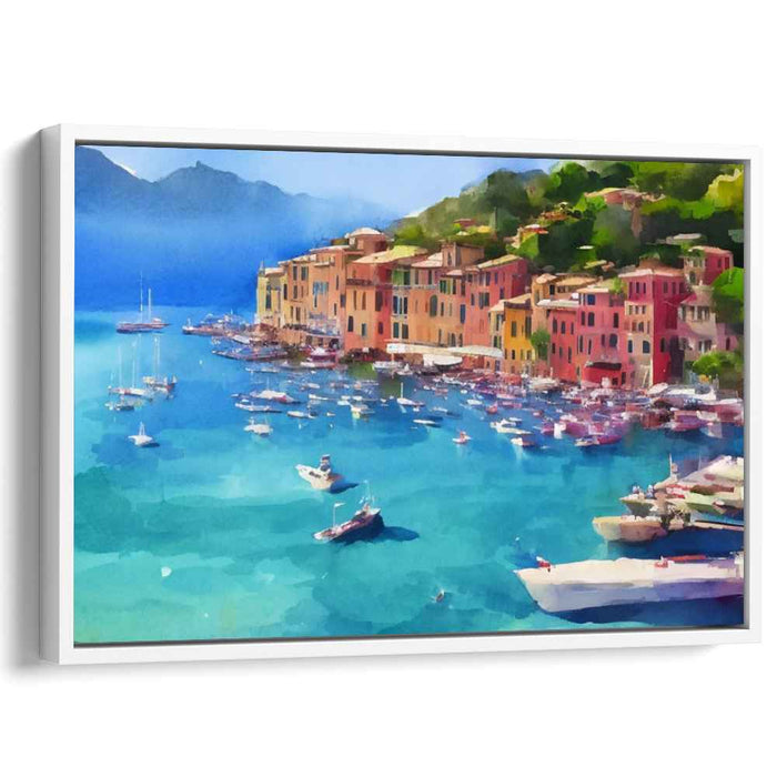 Harbor Reflections at Dusk: Vibrant Harbor Canvas Art Print