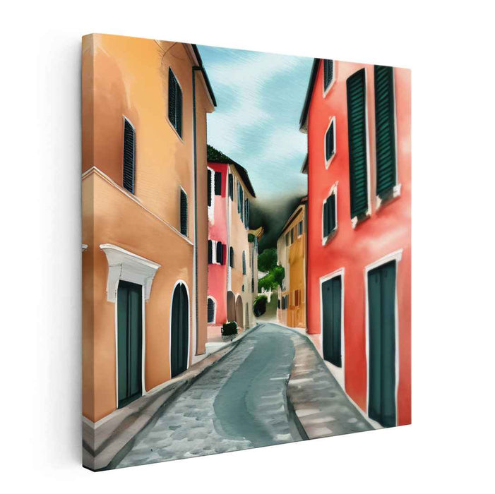 Rustic Charm: Italian Village Canvas Art Print