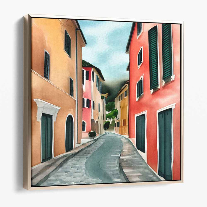 Rustic Charm: Italian Village Canvas Art Print