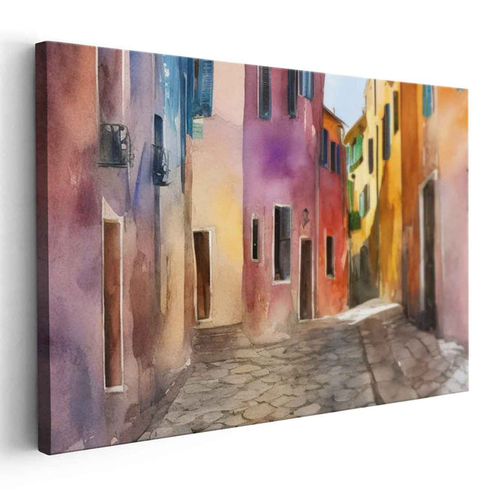 Pastel Village Visions: Watercolor European Village Scene