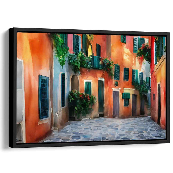 Canvas Village Charm: A Charming Italian Village Canvas Art Print