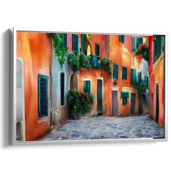 Canvas Village Charm: A Charming Italian Village Canvas Art Print