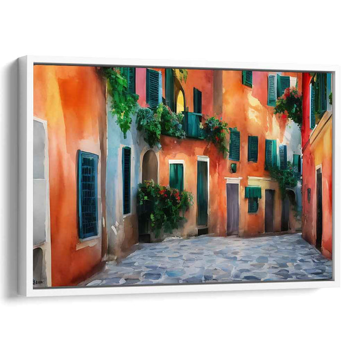 Canvas Village Charm: A Charming Italian Village Canvas Art Print