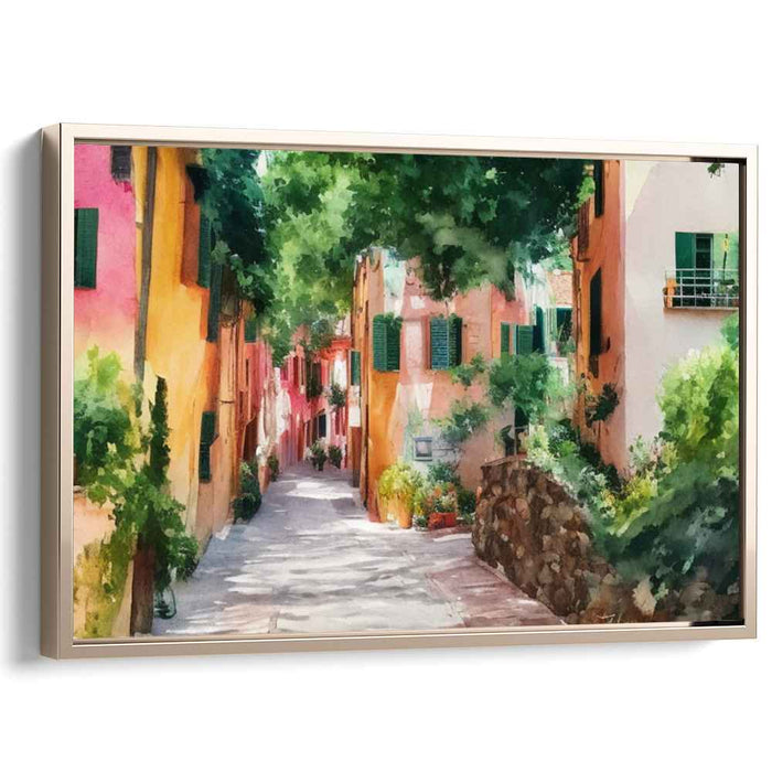 Ink Trails and Azure Waters: A Watercolor Journey Canvas Art Print