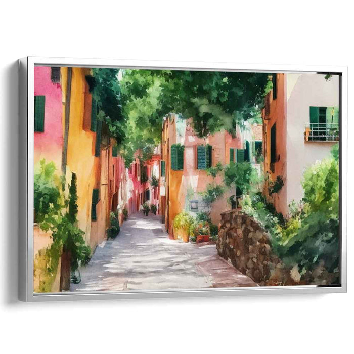 Ink Trails and Azure Waters: A Watercolor Journey Canvas Art Print