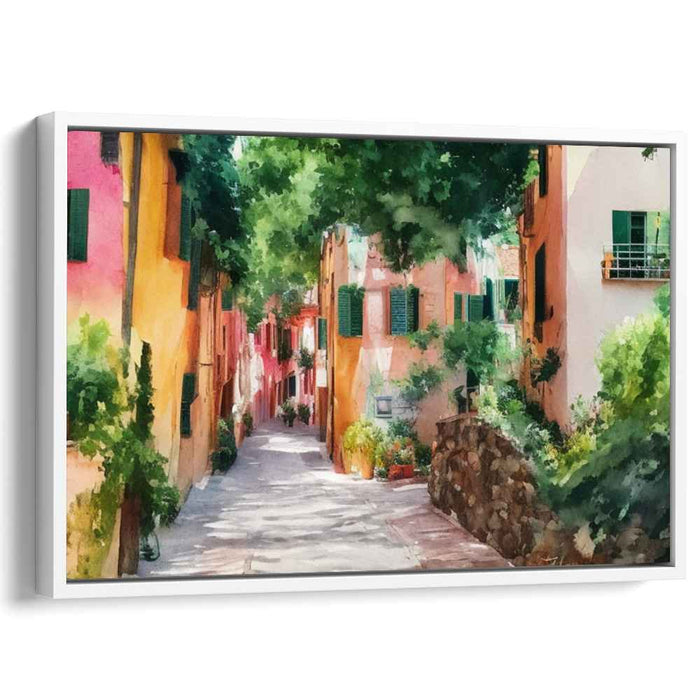 Ink Trails and Azure Waters: A Watercolor Journey Canvas Art Print