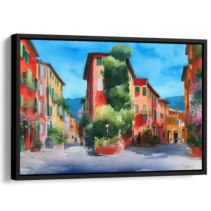 Cobbled Pathway Essence: Impressionist European Street Scene Watercolor Painting