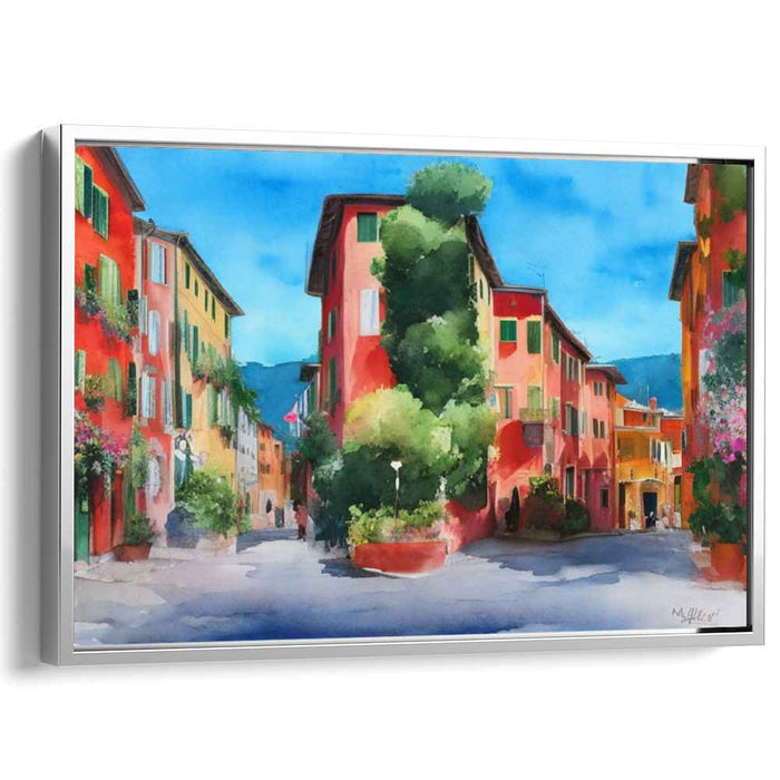 Cobbled Pathway Essence: Impressionist European Street Scene Watercolor Painting