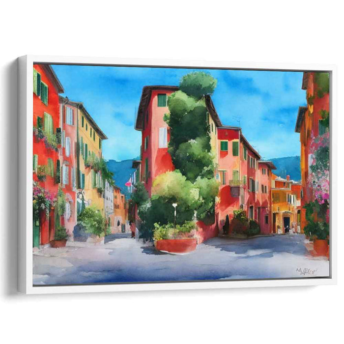 Cobbled Pathway Essence: Impressionist European Street Scene Watercolor Painting