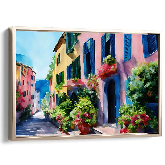 Urban Chromatic Medley: Vibrant Watercolor Street Scene