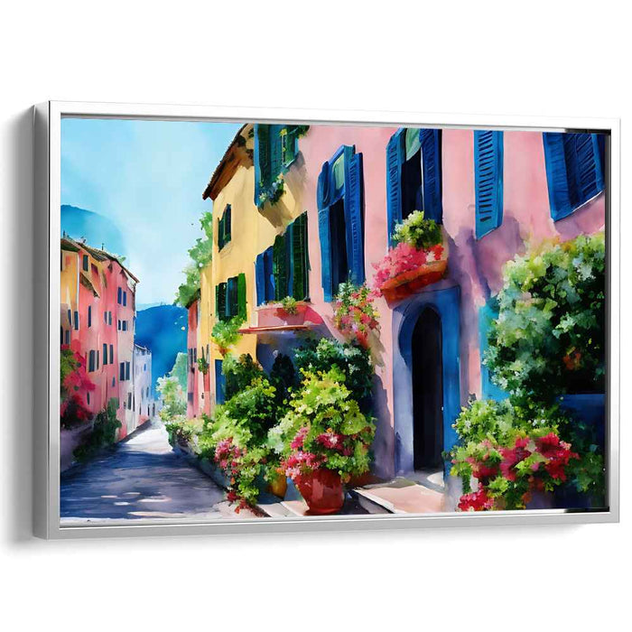 Urban Chromatic Medley: Vibrant Watercolor Street Scene