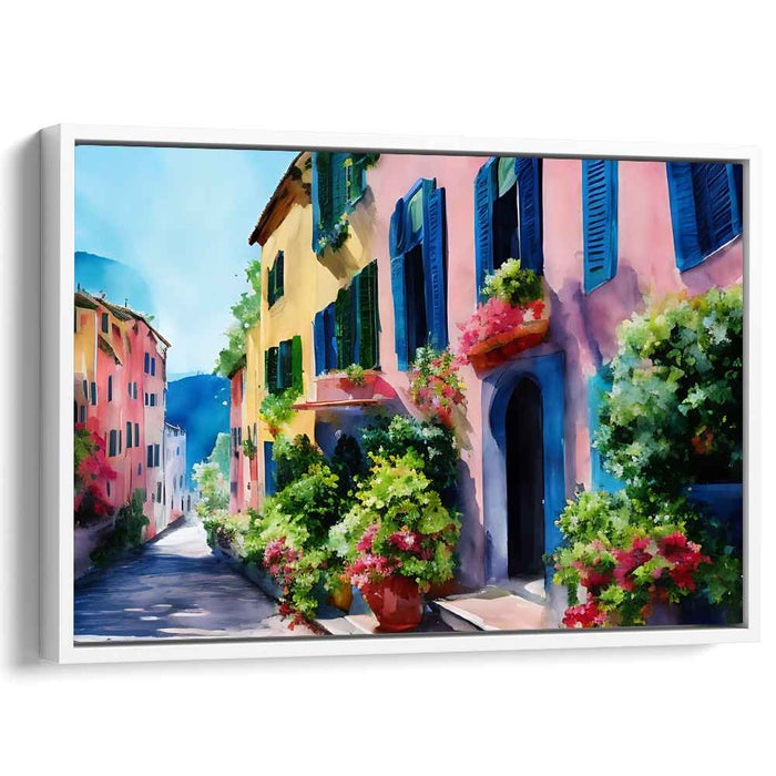 Urban Chromatic Medley: Vibrant Watercolor Street Scene