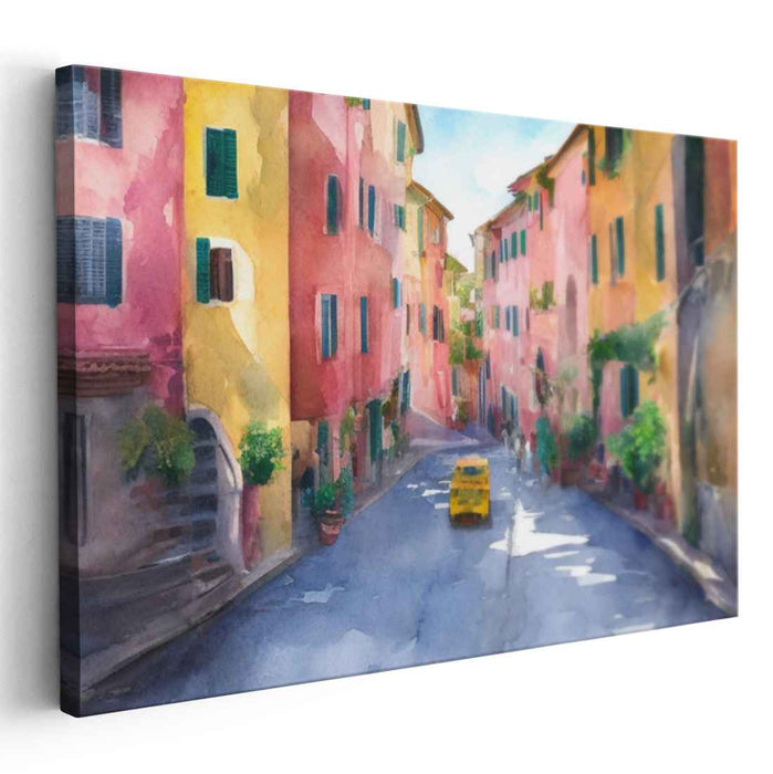 Sunlit Italian Street: Watercolor Charm