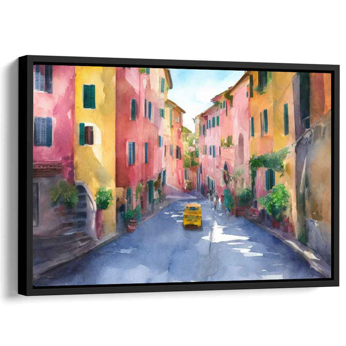 Sunlit Italian Street: Watercolor Charm