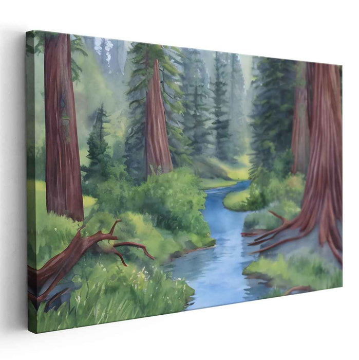 Whispering Forest Clearing: Serene Woodland Landscape Canvas Art Print