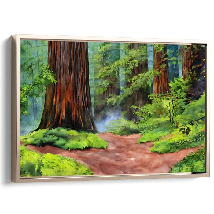 Whispering Pine Mystique: Serene Woodland Landscape Canvas Art Print