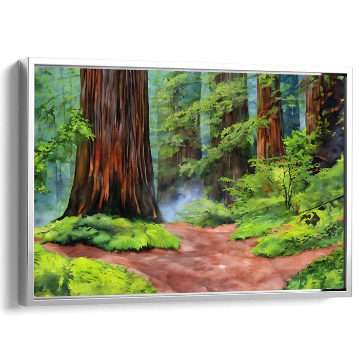 Whispering Pine Mystique: Serene Woodland Landscape Canvas Art Print