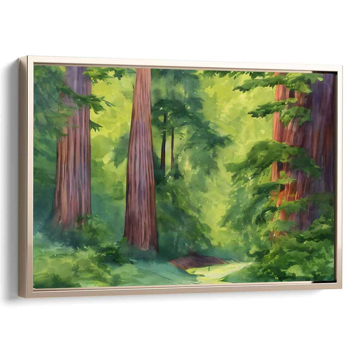 Leafy Canopy Study: Realistic Watercolor Woodland Canvas Art Print