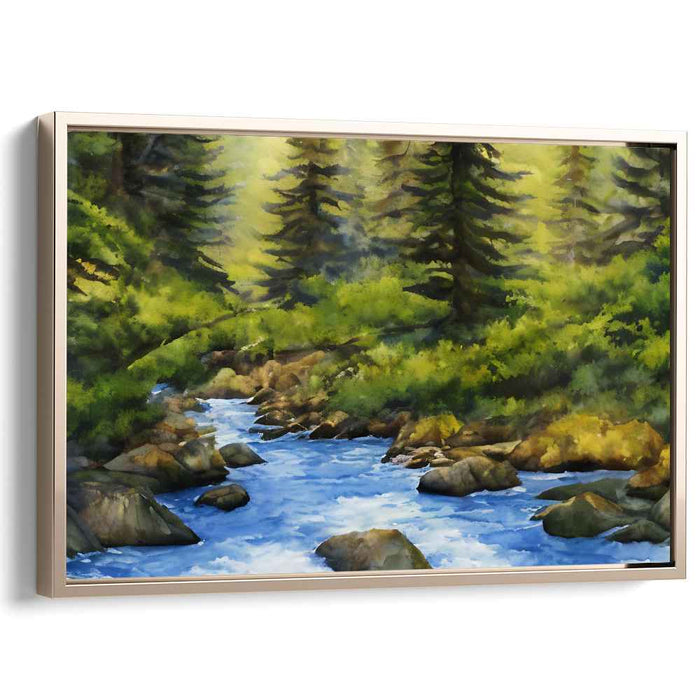 Tranquil Watercolor Horizons: Serene Watercolor Landscape Canvas Art Print