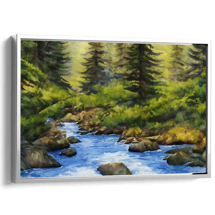 Tranquil Watercolor Horizons: Serene Watercolor Landscape Canvas Art Print