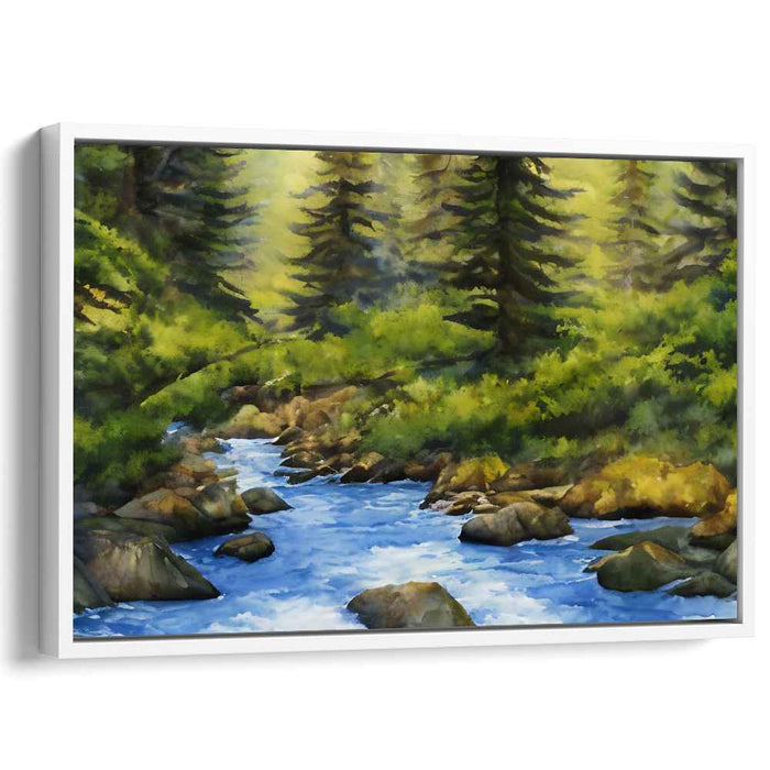 Tranquil Watercolor Horizons: Serene Watercolor Landscape Canvas Art Print