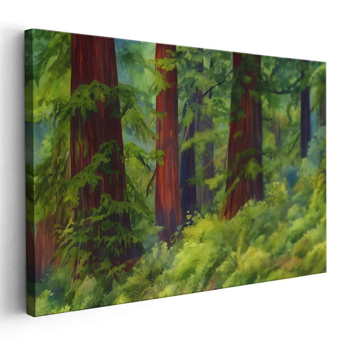 Ancient Giants Embrace Silence: Majestic Redwood Forest Canvas Art