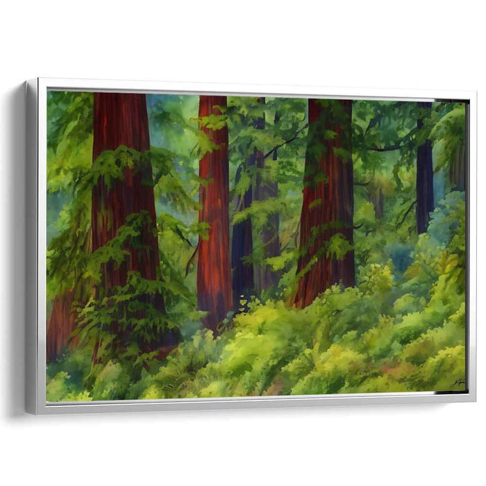 Ancient Giants Embrace Silence: Majestic Redwood Forest Canvas Art