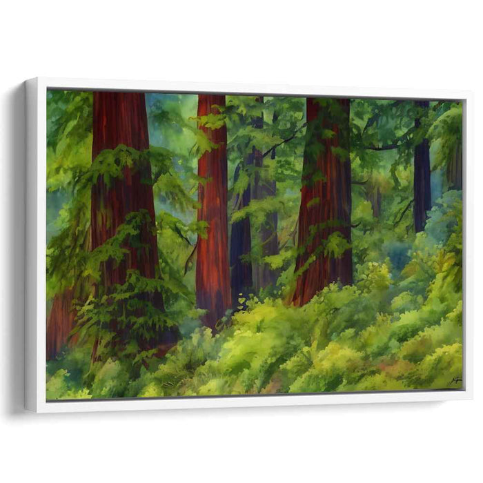 Ancient Giants Embrace Silence: Majestic Redwood Forest Canvas Art