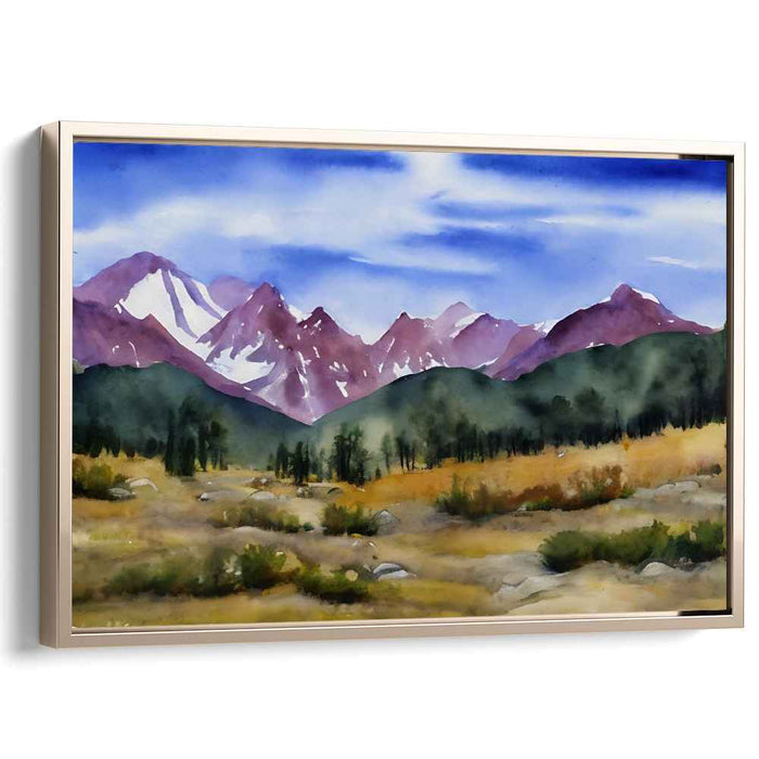 Aquarelle Meadows: Watercolor Landscape Canvas Art Print