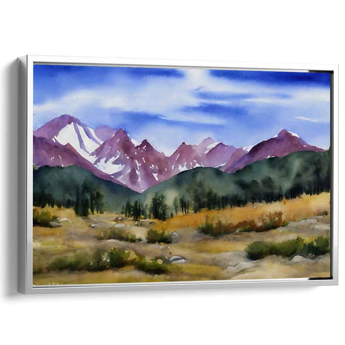 Aquarelle Meadows: Watercolor Landscape Canvas Art Print