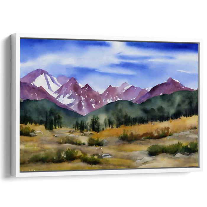 Aquarelle Meadows: Watercolor Landscape Canvas Art Print