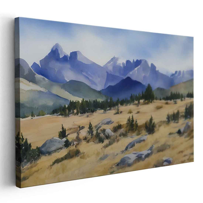 Aqueous Canopy Realm: Watercolor Landscape Canvas Art