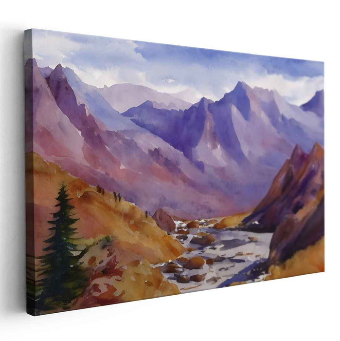 Aqua Serenity Resplendence: Tranquil Watercolor Landscape Art