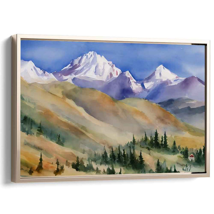 Whispering Mist Brush Strokes: Watercolor Landscape Canvas Art Print
