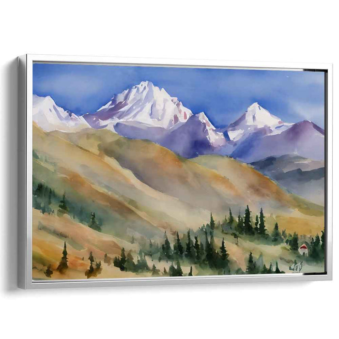 Whispering Mist Brush Strokes: Watercolor Landscape Canvas Art Print