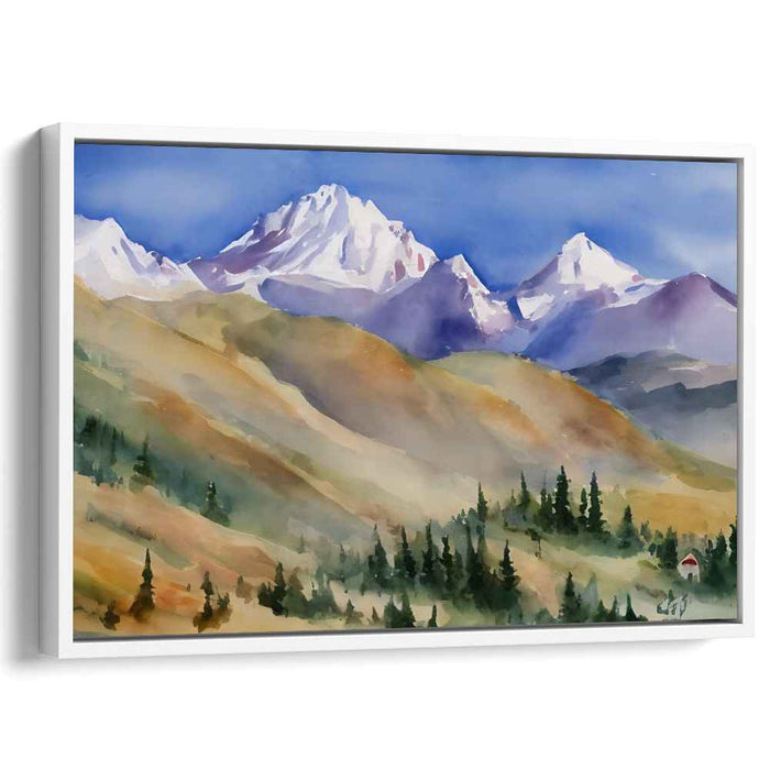 Whispering Mist Brush Strokes: Watercolor Landscape Canvas Art Print