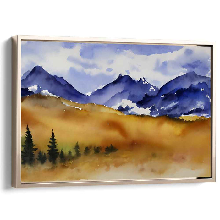 Aqueous Horizon Abstraction: Watercolor Landscape Canvas Art Print