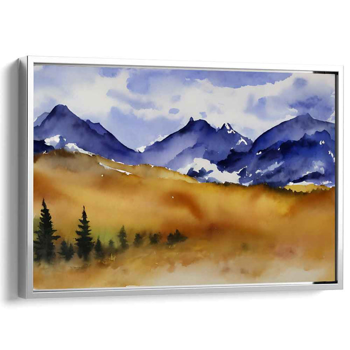 Aqueous Horizon Abstraction: Watercolor Landscape Canvas Art Print