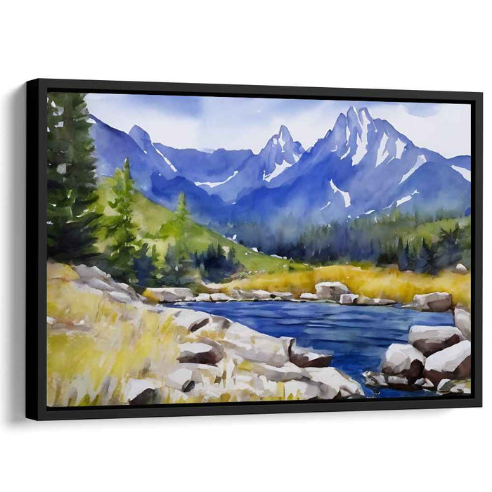 Water's Dream Dance: Watercolor Landscape Canvas Art