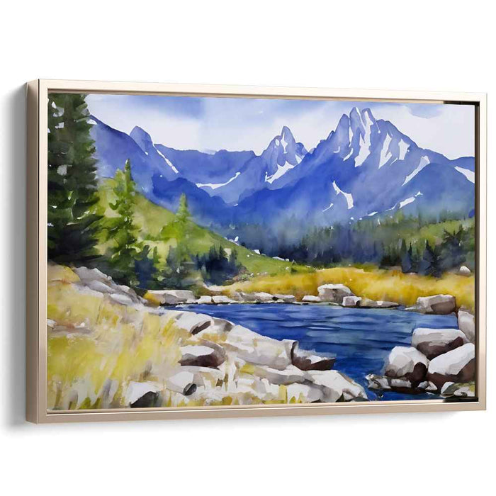 Water's Dream Dance: Watercolor Landscape Canvas Art