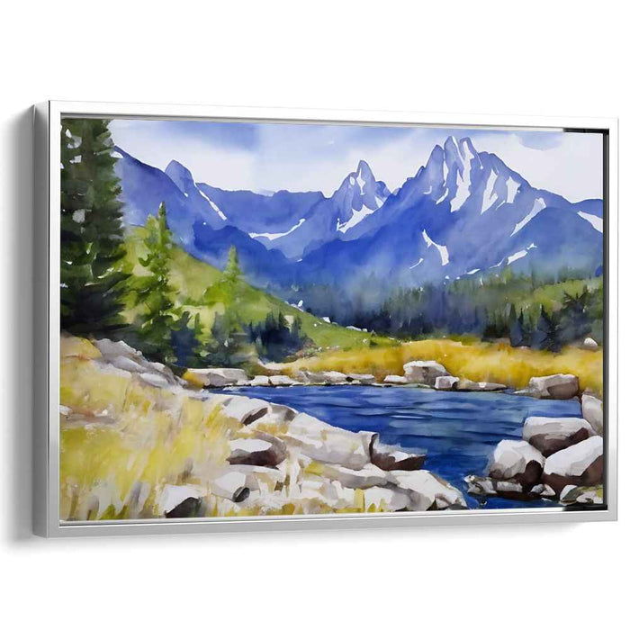 Water's Dream Dance: Watercolor Landscape Canvas Art