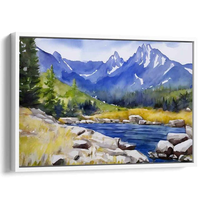 Water's Dream Dance: Watercolor Landscape Canvas Art